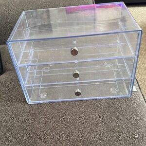 Source Unknown Transparent Acrylic 3-Drawer Makeup Organizer with Silver Knobs
